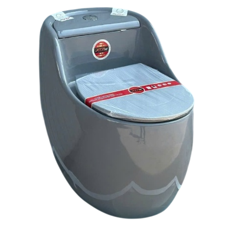 Bồn cầu một khối hình trứng - Xám bóng - 75