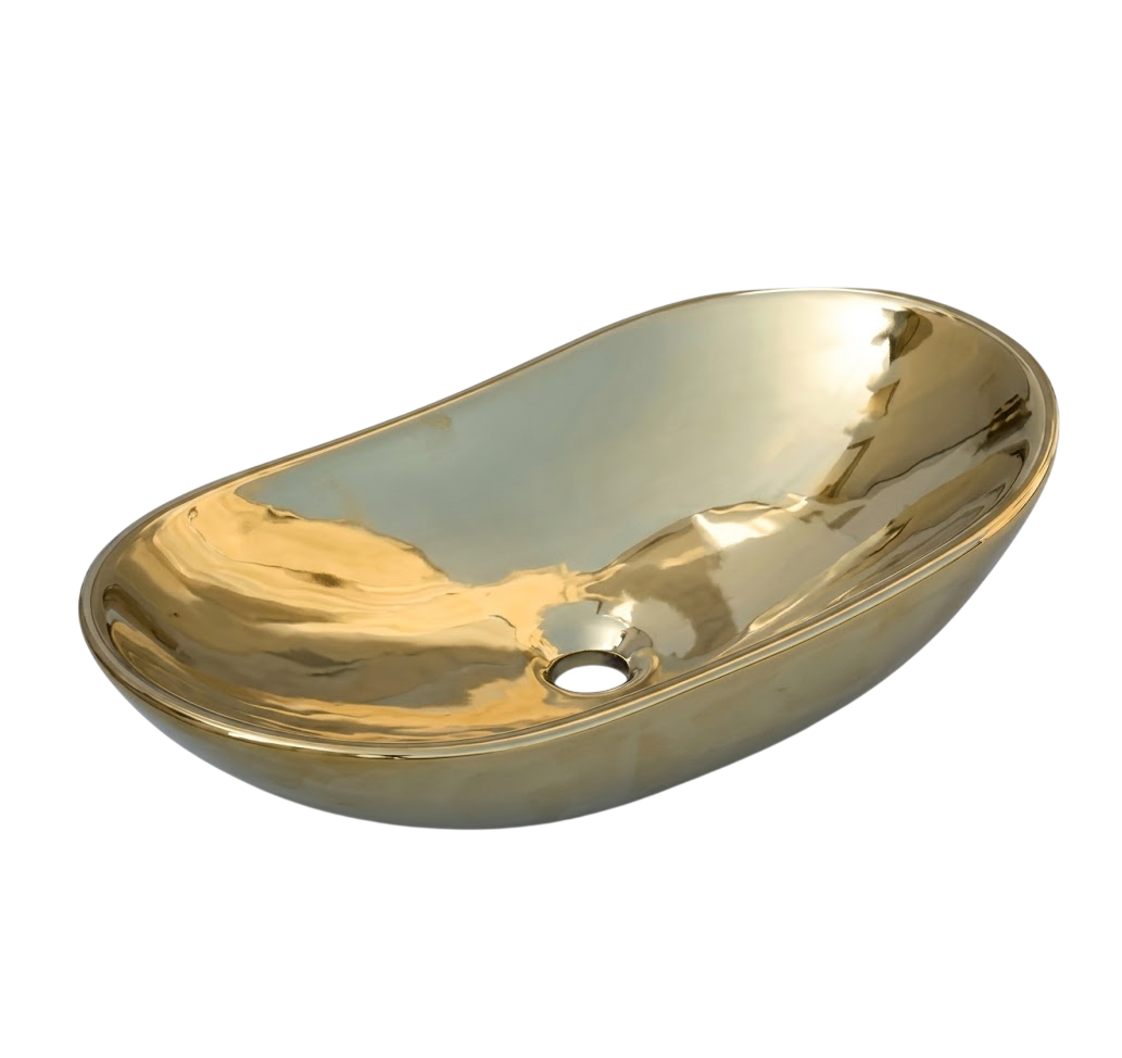 Chậu Lavabo sứ nghệ thuật mạ vàng - Mã LB 61