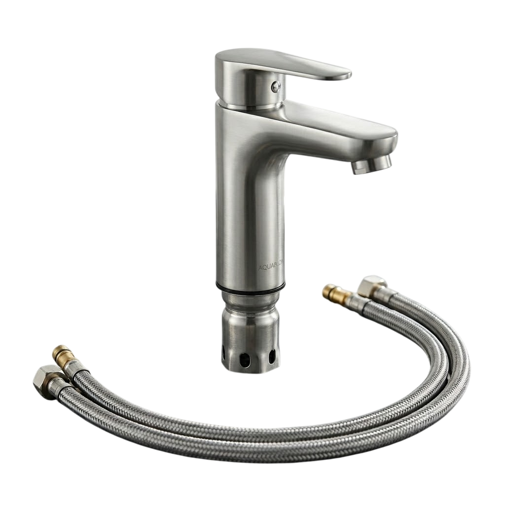 Vòi Lavabo nóng lạnh Inox 304 - Thân thấp - Ngọc Thúy Home