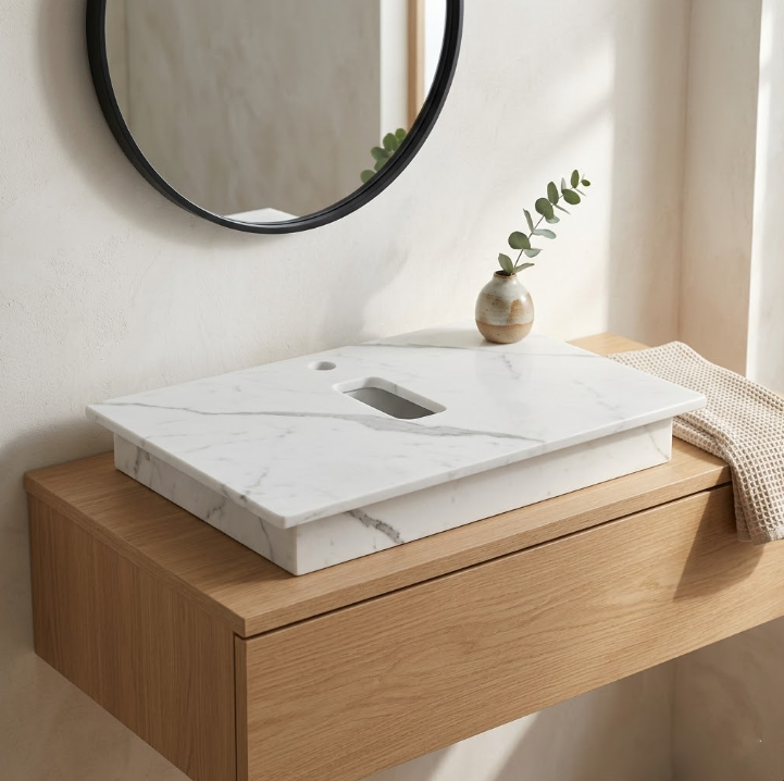 Bàn Đá Đặt Lavabo Sứ Cao Cấp BĐ-019T