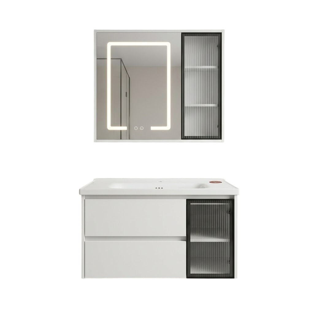 Bộ tủ chậu Lavabo cao cấp - Cánh kính sọc