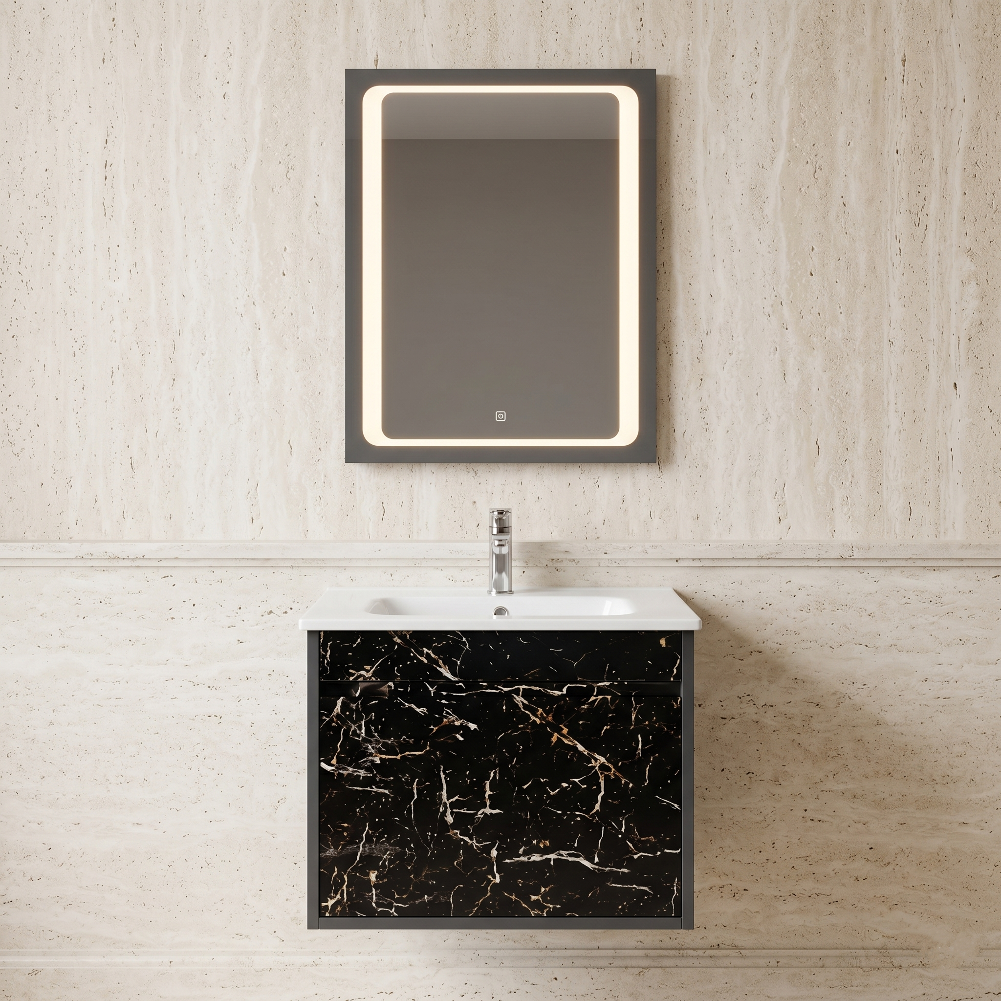 Tủ Lavabo PVC Cao Cấp Vân Đá Đen – Tủ Lavabo 09