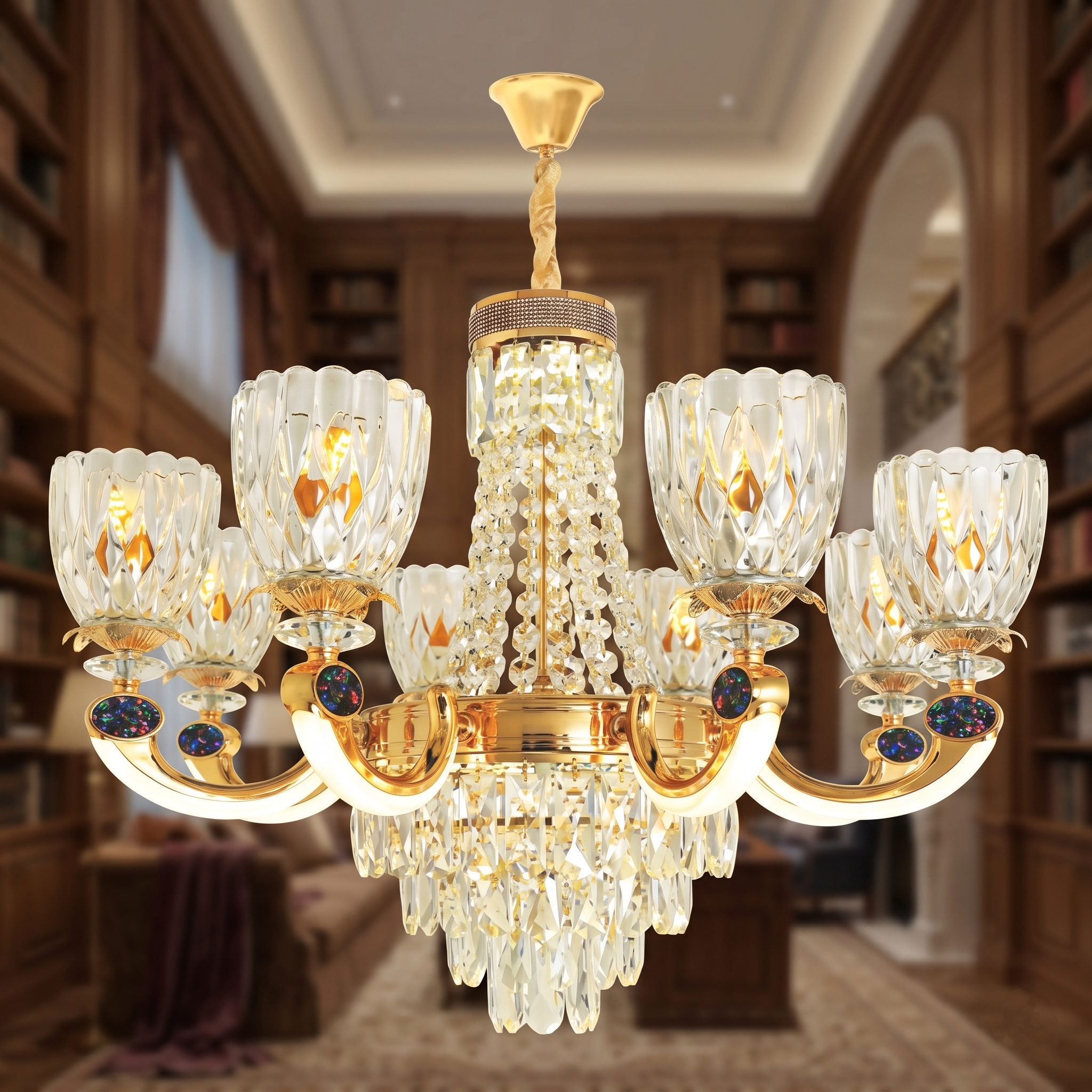 Đèn Chùm Pha Lê NC 2360/8 LED | Đèn Trang Trí Thủ Dầu Một Bình Dương