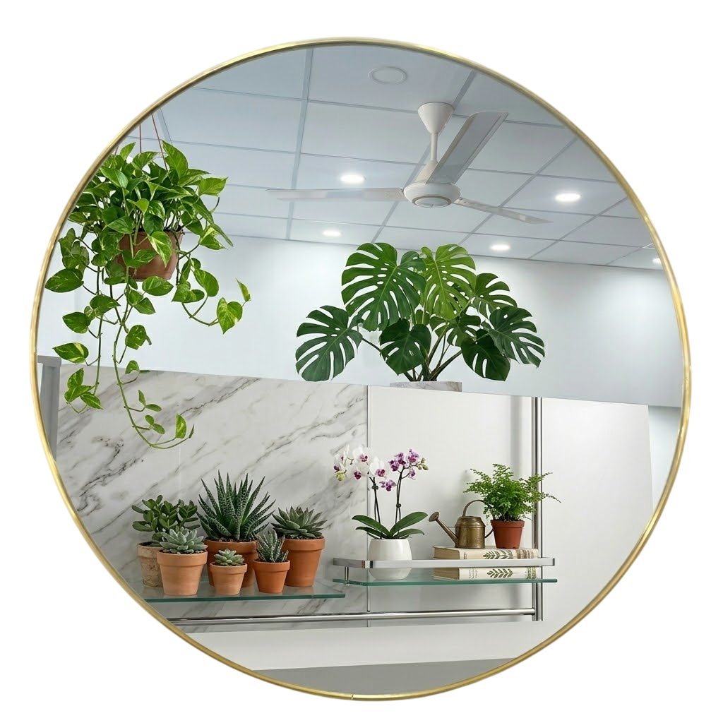 Gương tròn viền kim loại cao cấp