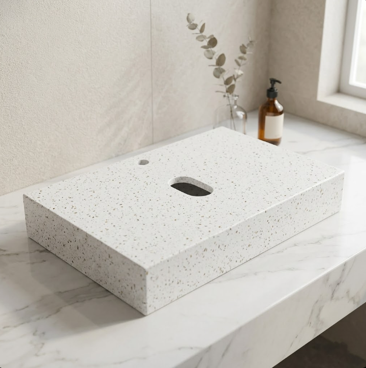 Bàn Đá Lavabo Thạch Anh Cao Cấp BD-015 - Ngọc Thúy Home