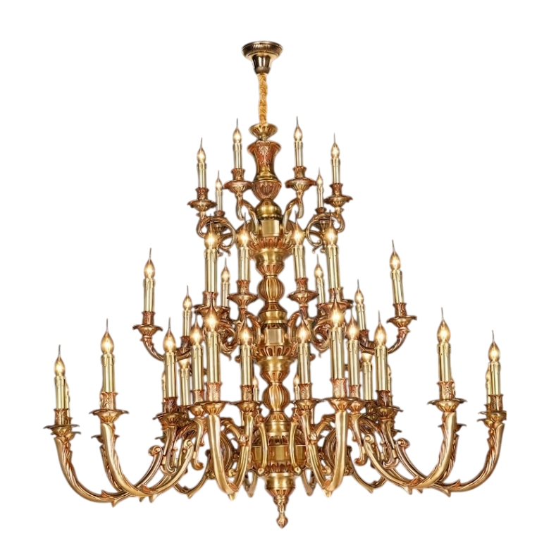 Đèn Chùm Đồng Nguyên Chất NC 820/28+14+7 - Ngọc Thúy Home