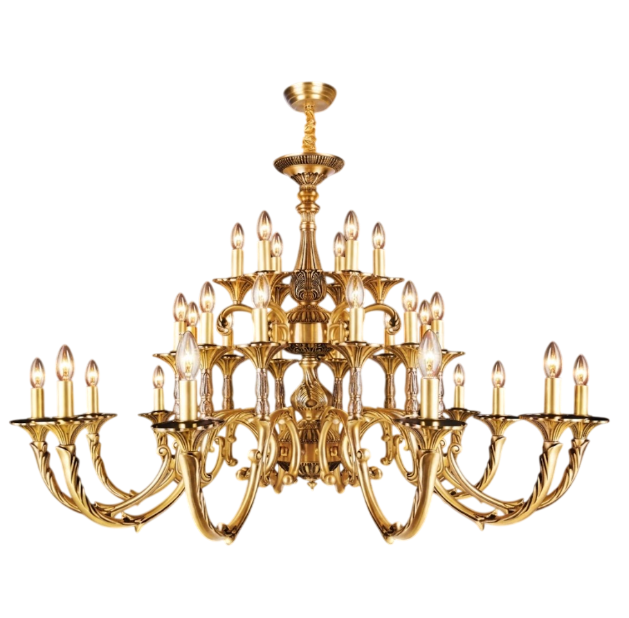 Đèn Chùm Đồng Nguyên Chất NC 740/12+12+6 - Ngọc Thúy Home