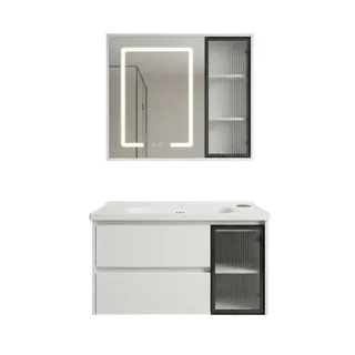 Hình ảnh Bộ Tủ Chậu Lavabo Cánh Kính Sọc | Lavabo Bình Dương