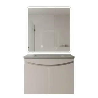 Hình ảnh Bộ Tủ Chậu Lavabo Màu Trắng Gương LED Thông Minh | Lavabo Bình Dương