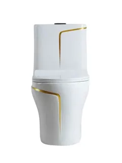 Bồn Cầu Một Khối Trắng Viền Vàng | Thiết Bị Vệ Sinh Bình Dương - Nội Thất Ngọc Thúy