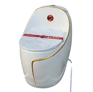 Bồn Cầu Một Khối Hình Trứng Trắng Bóng Viền Vàng | Thiết Bị Vệ Sinh Bình Dương - Nội Thất Ngọc Thúy