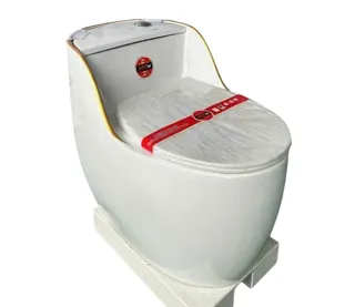 Bồn Cầu Một Khối Hình Trứng Trắng Viền Vàng | Thiết Bị Vệ Sinh Bình Dương - Nội Thất Ngọc Thúy
