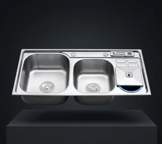 Bồn rửa chén inox 2 ngăn kèm cánh úp đĩa XT - 9245 - Nội Thất Ngọc Thúy