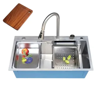 Chậu Rửa Bát Thác Nước Thông Minh Inox 304 XT-7846CV | Thiết Bị Nhà Bếp Bình Dương
