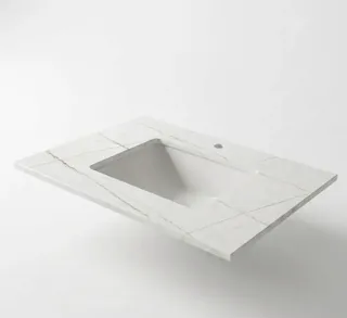 Combo Mặt Bàn Đá Chống Trầy Trắng Vân Mây & Chậu Lavabo Âm Bàn LB 39 | Lavabo Bình Dương - Nội Thất Ngọc Thúy
