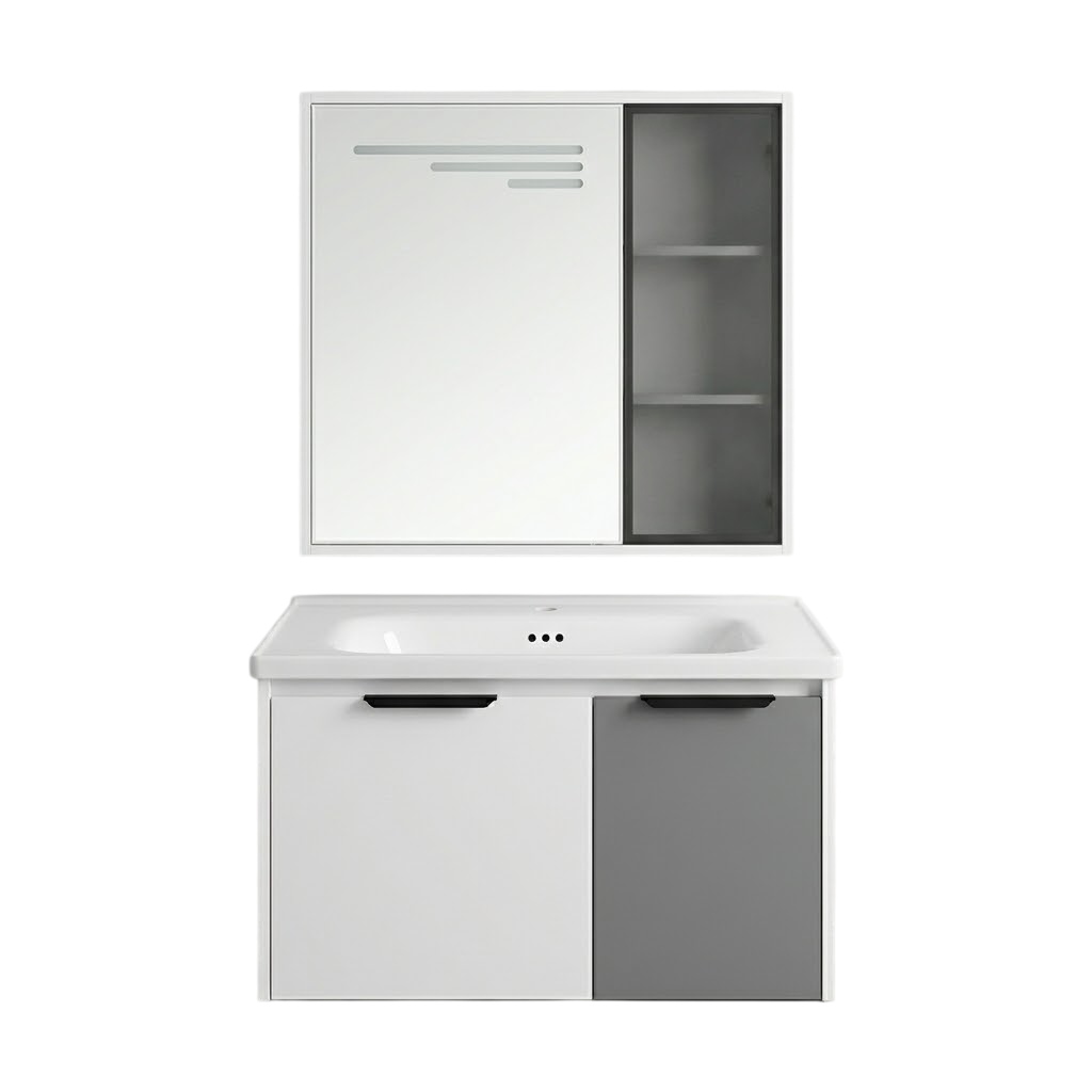 Bộ tủ chậu Lavabo hiện đại - Phối màu Trắng & Xám