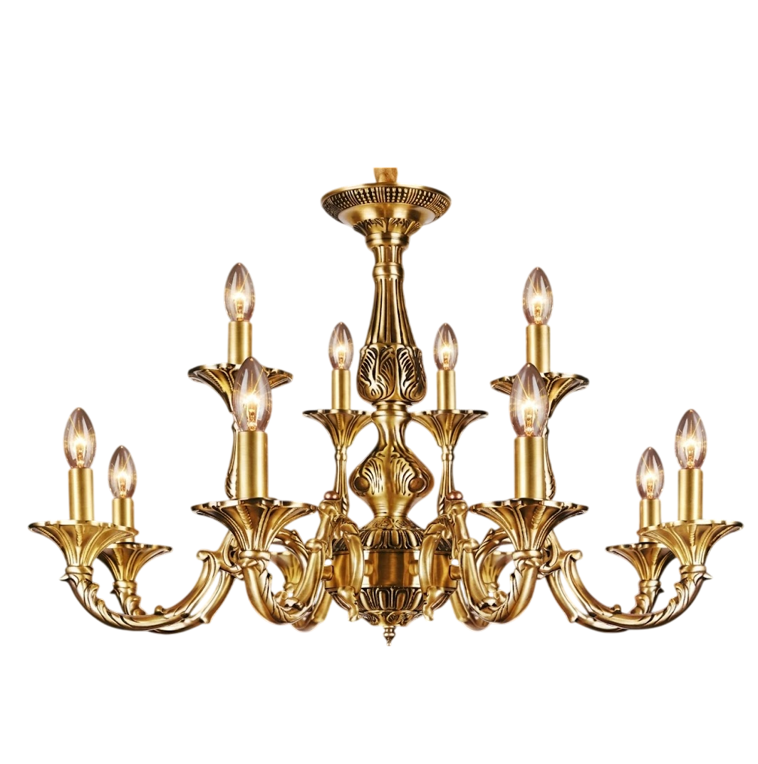 Đèn Chùm Đồng Nguyên Chất NC 740/8+4 - Ngọc Thúy Home