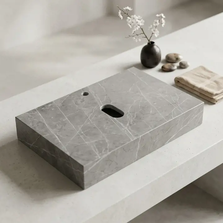 Bàn Đá Lavabo BD-020 Xám | Lavabo Bình Dương - Nội Thất Ngọc Thúy