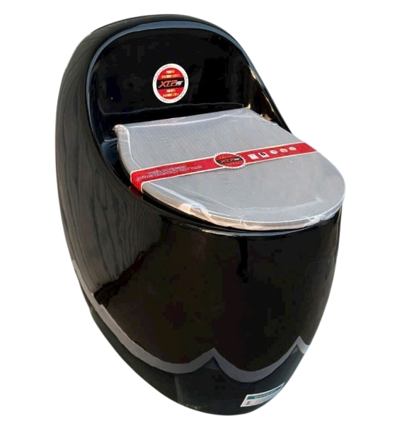 Bồn cầu một khối hình trứng - Đen bóng