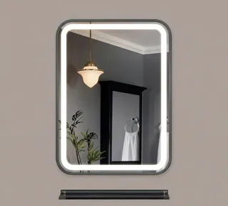 Gương Đèn LED Cảm Ứng Kèm Kệ Nhôm GD-28 | Gương Nhà Tắm Bình Dương - Nội Thất Ngọc Thúy