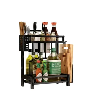 Kệ Gia Vị Inox 2 Tầng Màu Đen | Thiết Bị Nhà Bếp Bình Dương