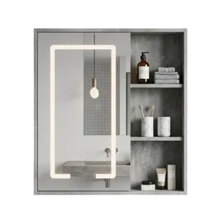 Tủ Gương LED Thông Minh Vân Xi Măng Hiện Đại | Gương Nhà Tắm Bình Dương - Nội Thất Ngọc Thúy