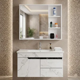 Tủ Lavabo PVC Vân Đá Trắng Tủ Lavabo 16 | Lavabo Bình Dương - Nội Thất Ngọc Thúy